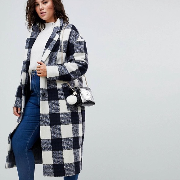 ASOS Curve Jackets & Blazers - ASOS Curve plus size plaid wool cocoon coat